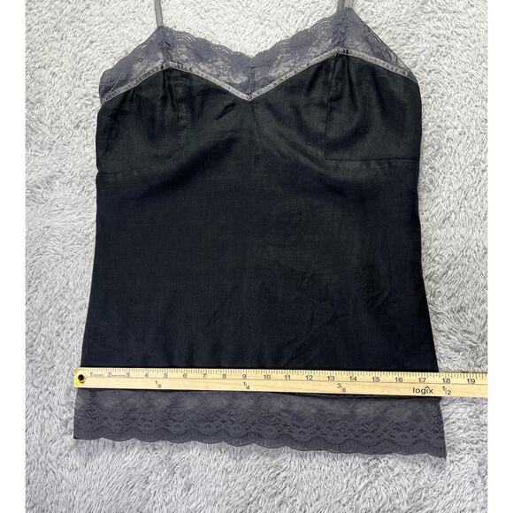 Vintage Limited Womens Sz 2 Lace Trim Black Gray Cami Tank Top Linen‎ Fairygoth - Picture 6 of 9